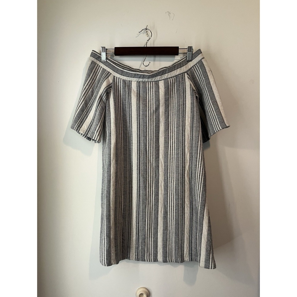 Zara Trafaluc Womens Dress Small Blue Nautical Stripe Off The Shoulder Knit Boho